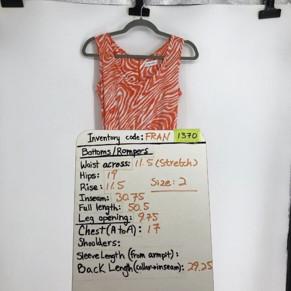 Calvin Klein Orange & White Zebra Romper Jumpsuit Size 2 - Picture 15 of 16